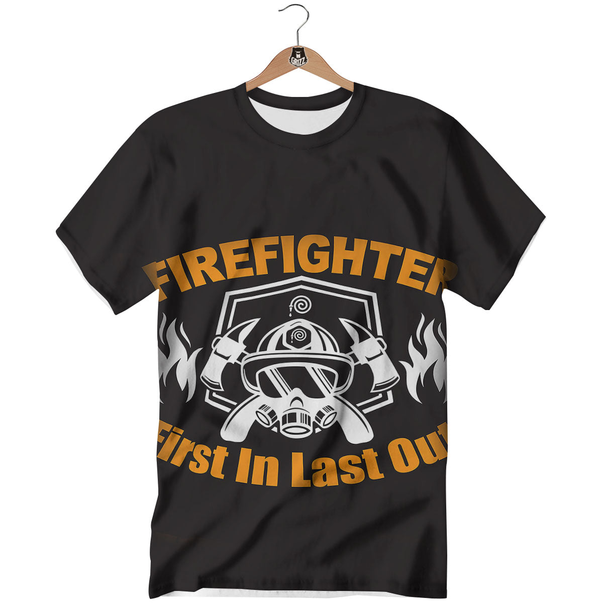 First In Last Out Firefighter Print T-Shirt-grizzshop