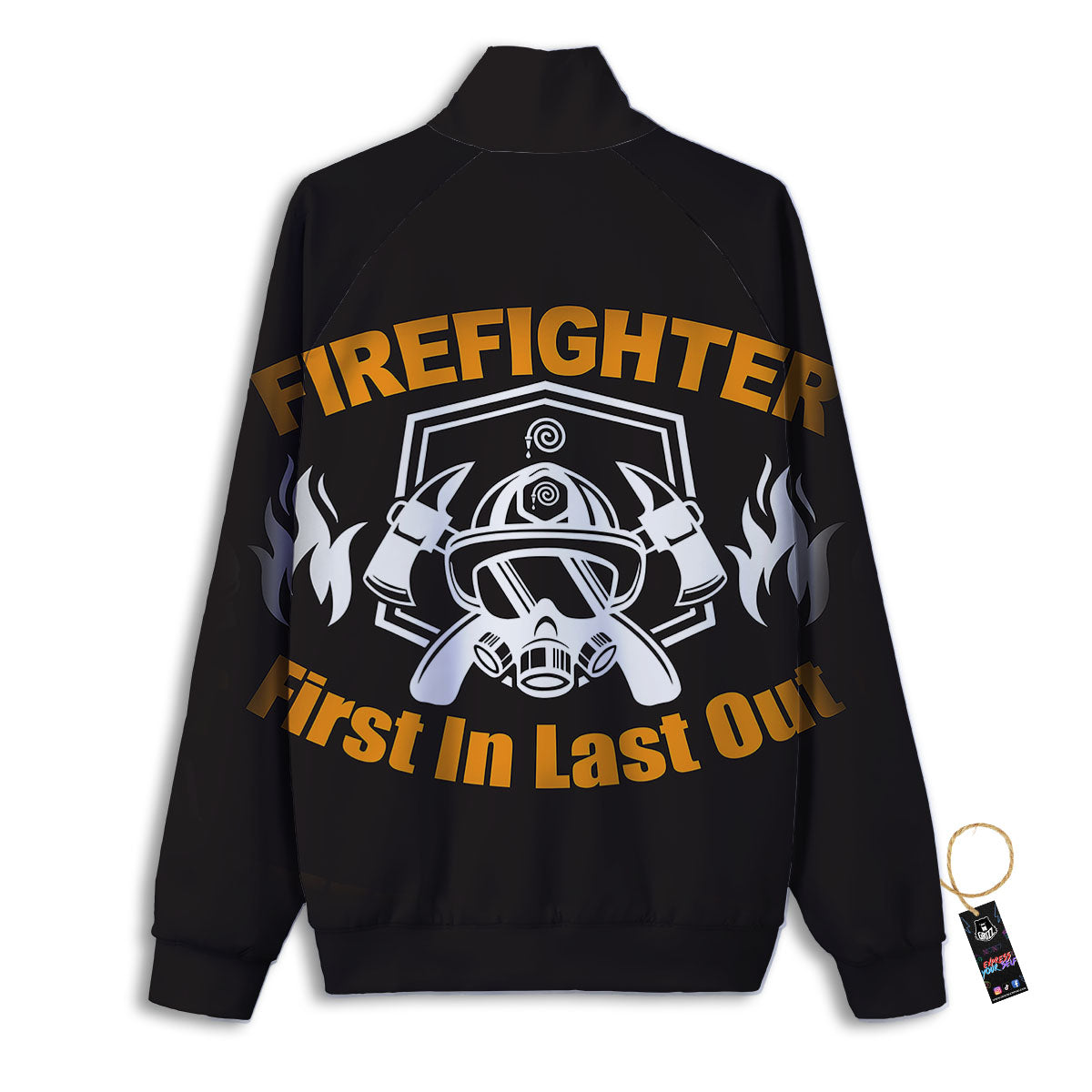 First In Last Out Firefighter Print Track Jacket-grizzshop