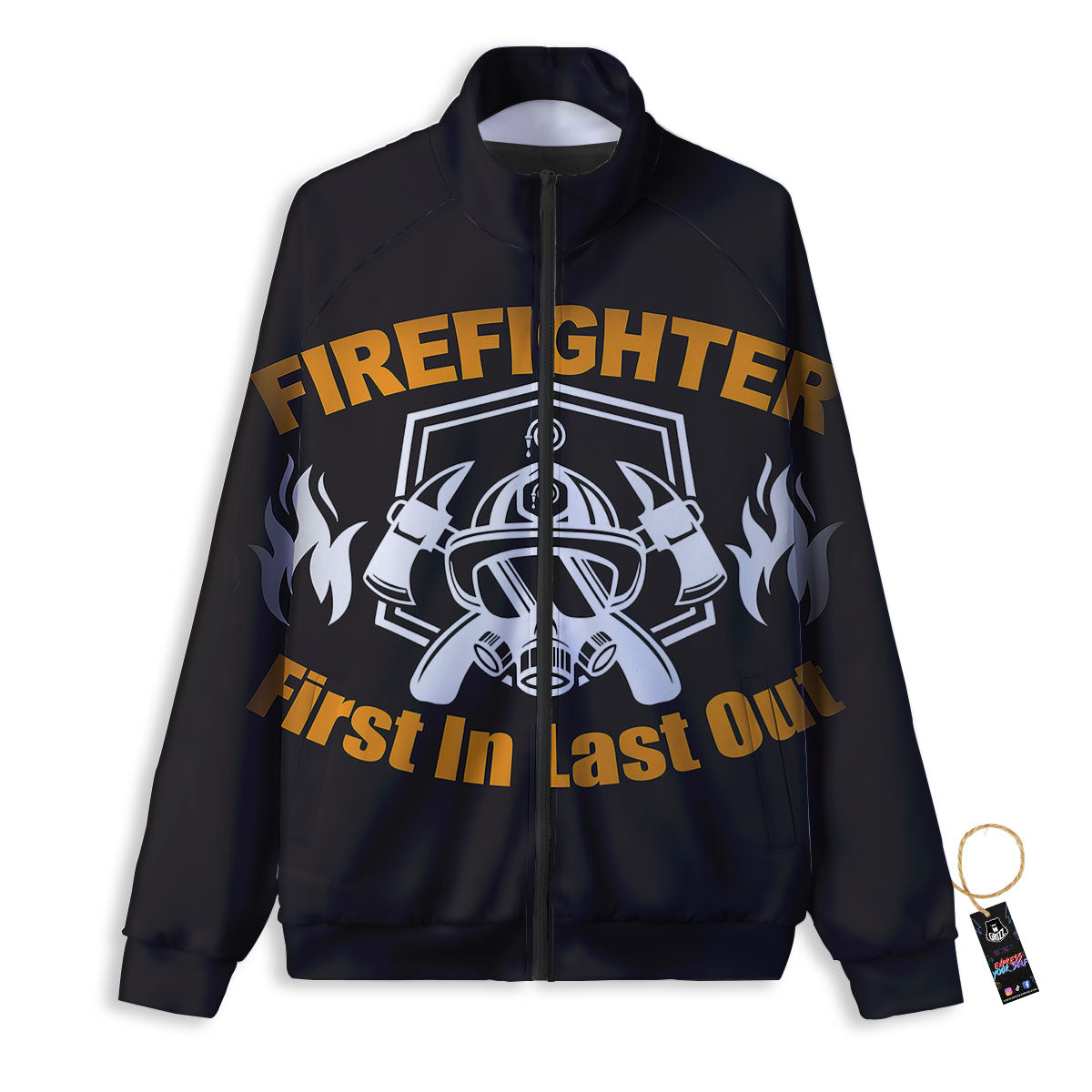 First In Last Out Firefighter Print Track Jacket-grizzshop