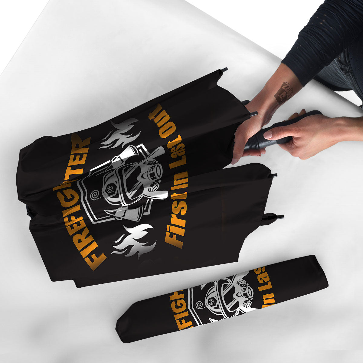 First In Last Out Firefighter Print Umbrella-grizzshop