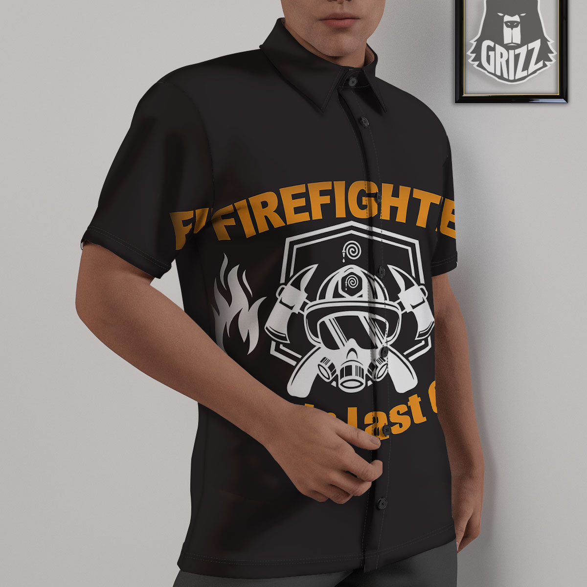 First In Last Out Firefighter Print Untucked Shirts-grizzshop