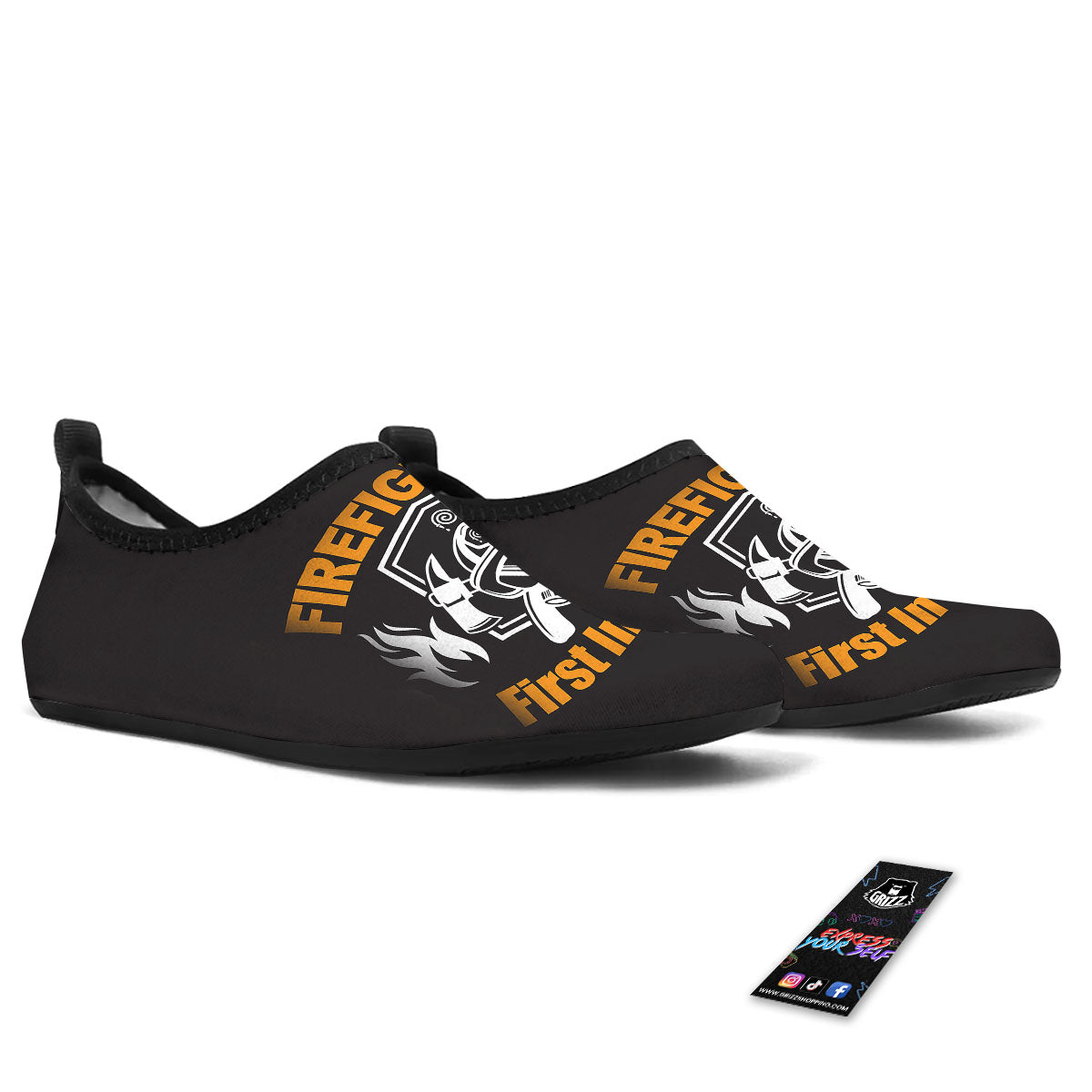 First In Last Out Firefighter Print Water Shoes-grizzshop