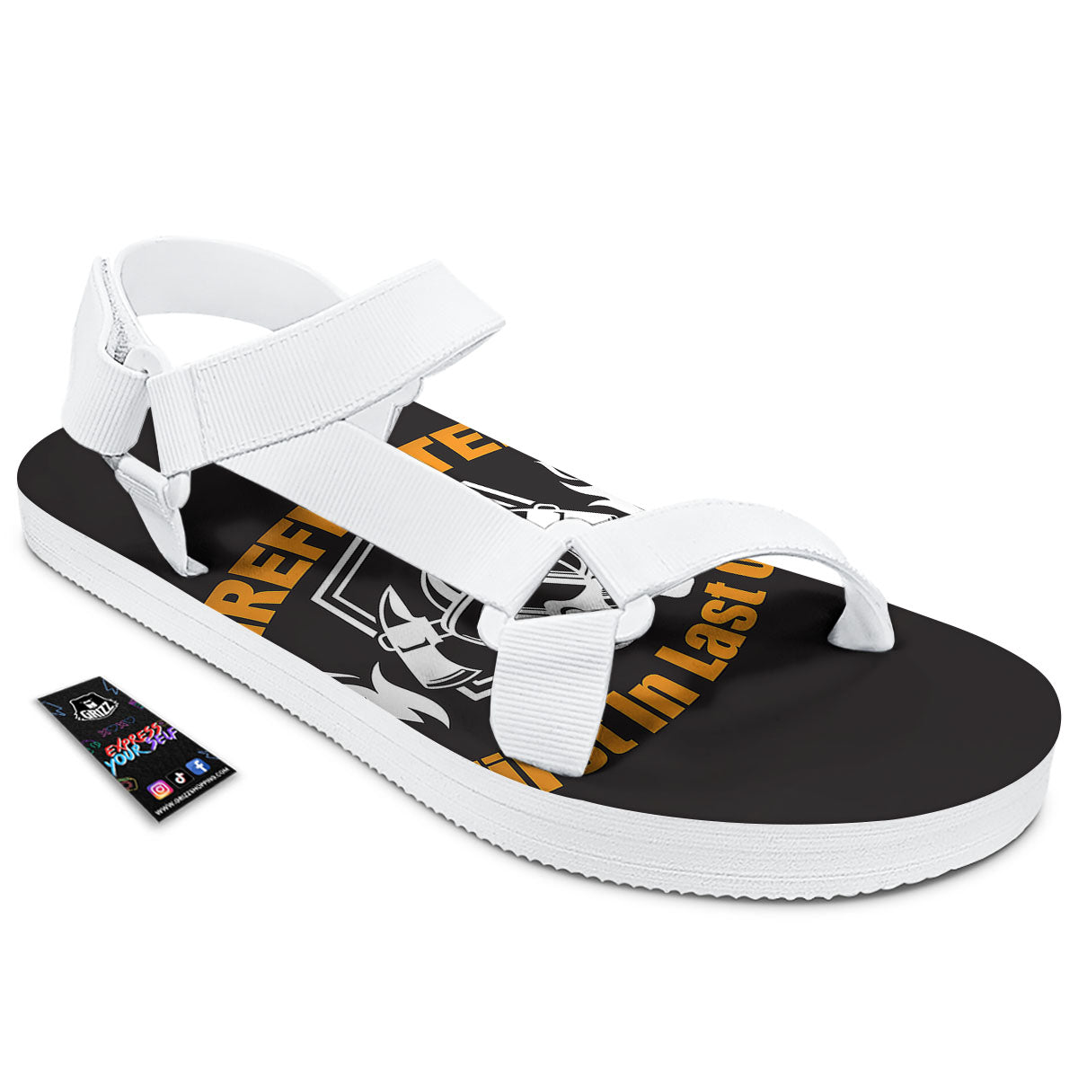 First In Last Out Firefighter Print White Open Toe Sandals-grizzshop