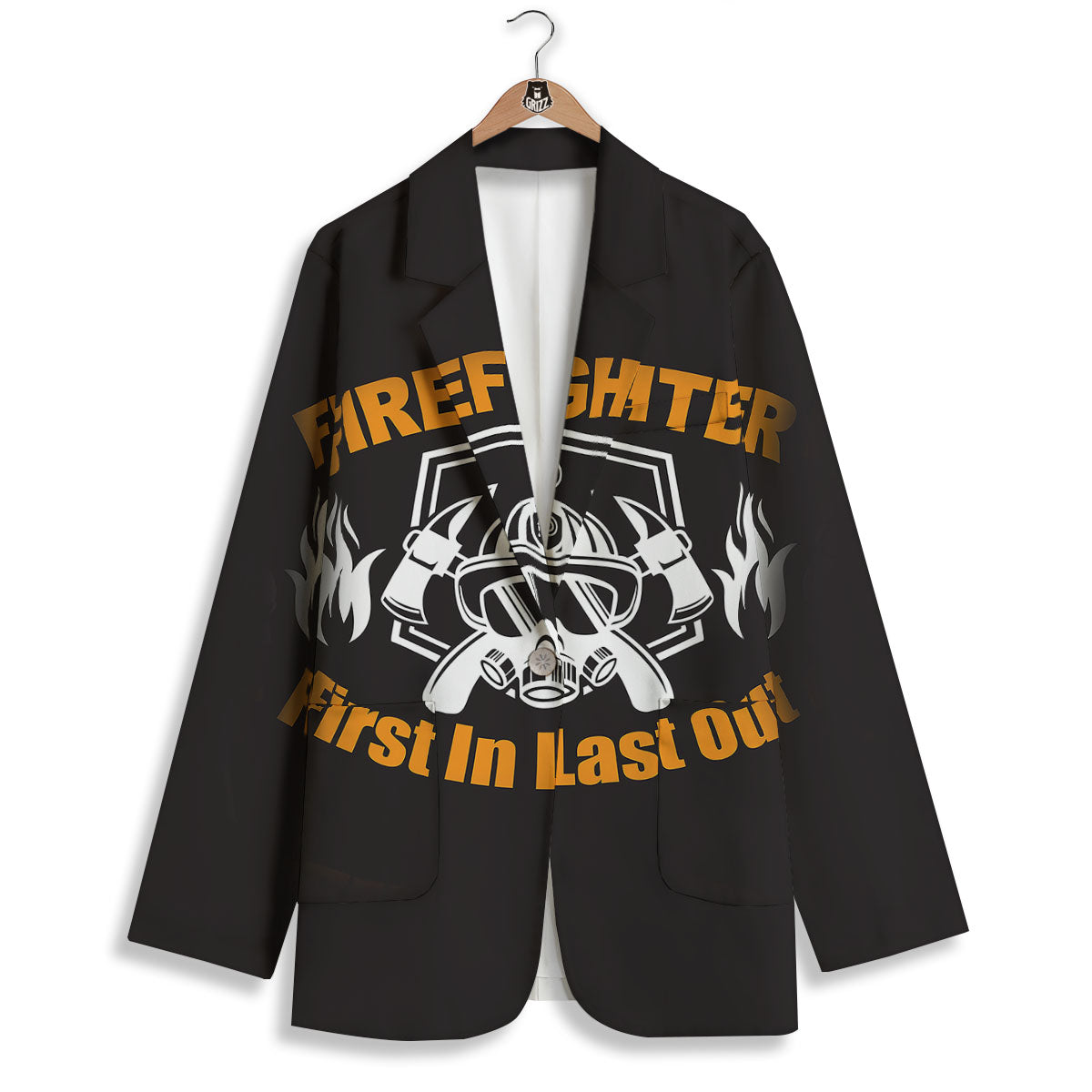 First In Last Out Firefighter Print Women's Blazer-grizzshop