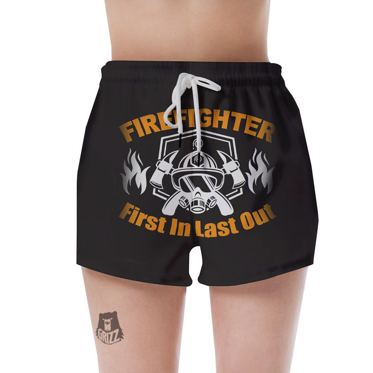 First In Last Out Firefighter Print Women's Shorts-grizzshop