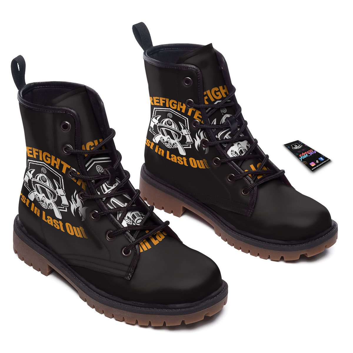 First In Last Out Firefighter Print Work Boots-grizzshop