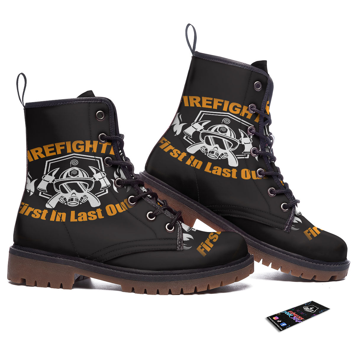 First In Last Out Firefighter Print Work Boots-grizzshop