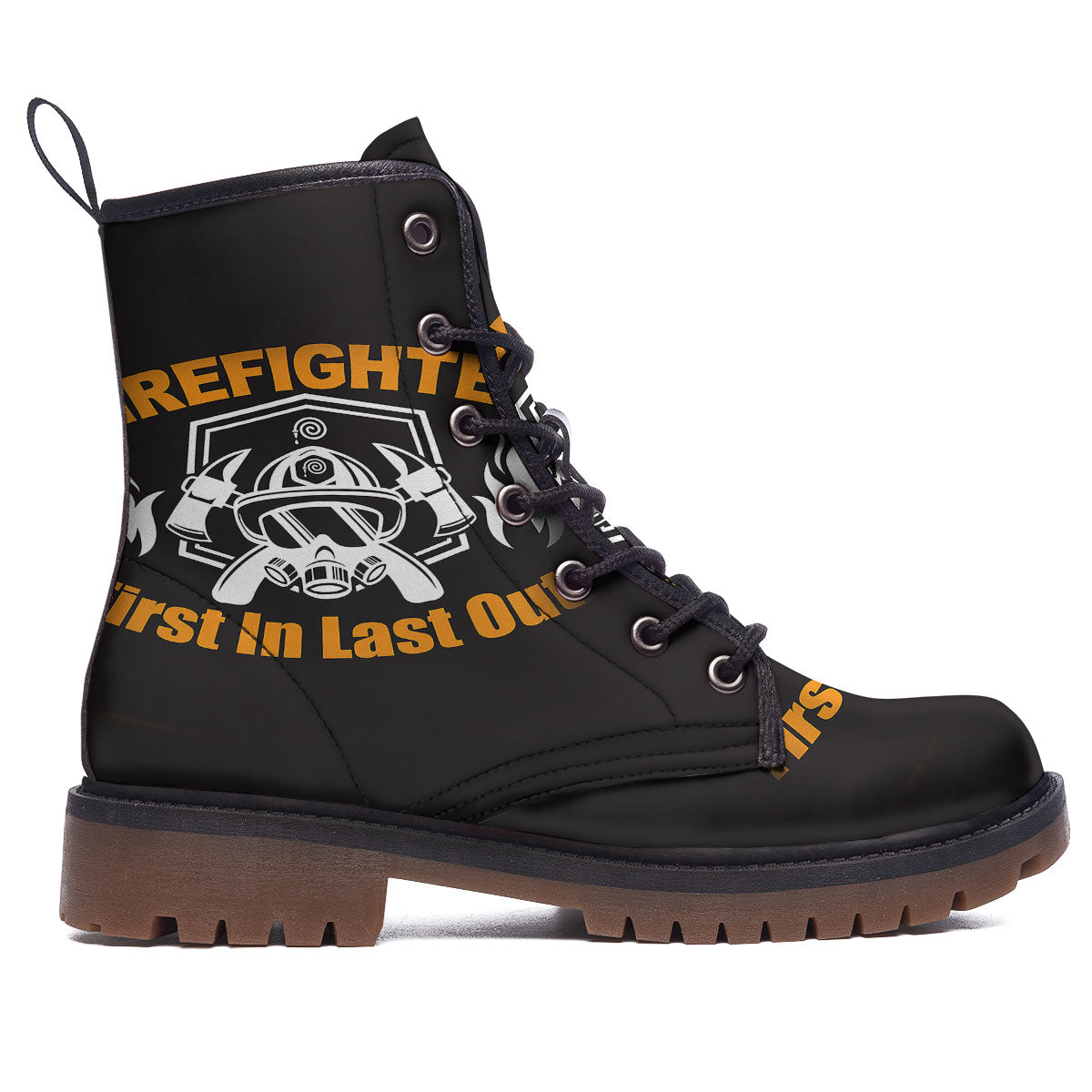 First In Last Out Firefighter Print Work Boots-grizzshop