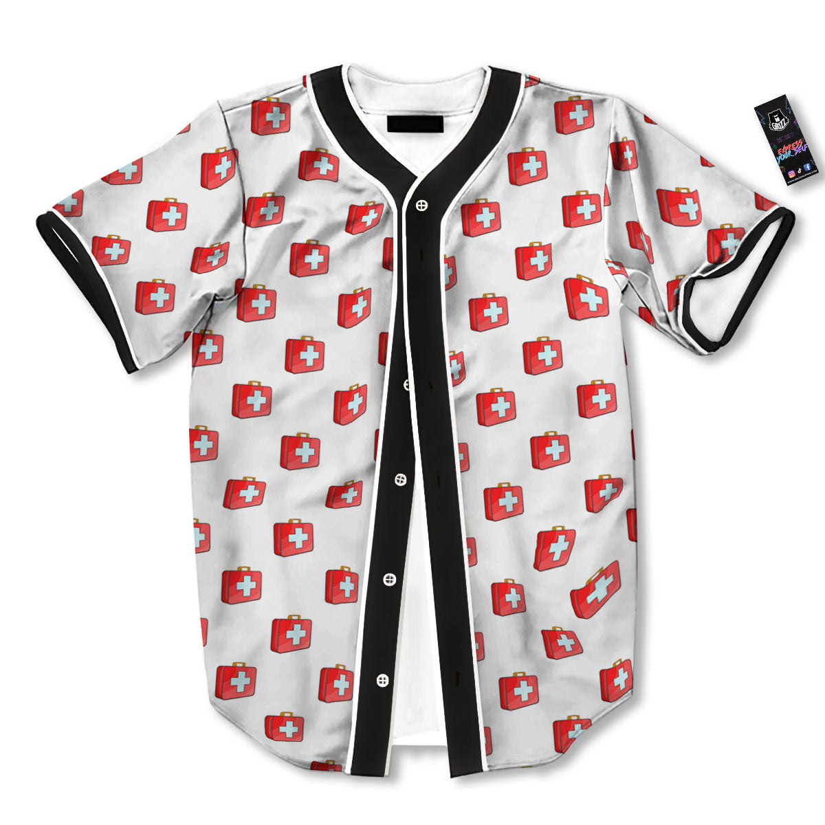 First Kit Aid Paramedic Print Pattern Baseball Jersey-grizzshop