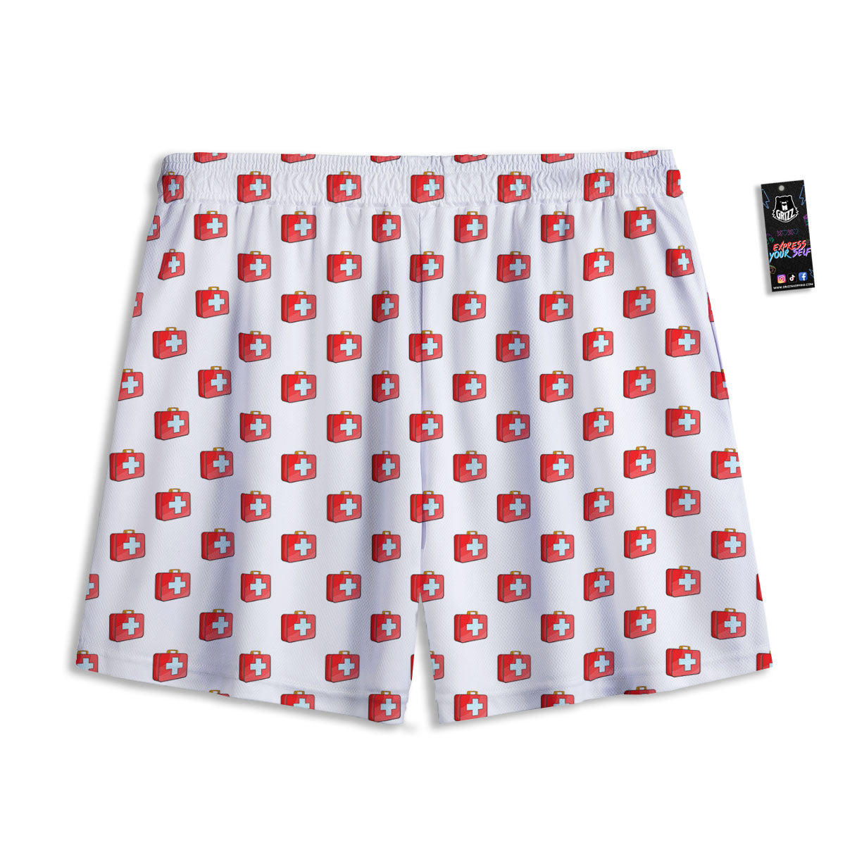 First Kit Aid Paramedic Print Pattern Mesh Shorts-grizzshop