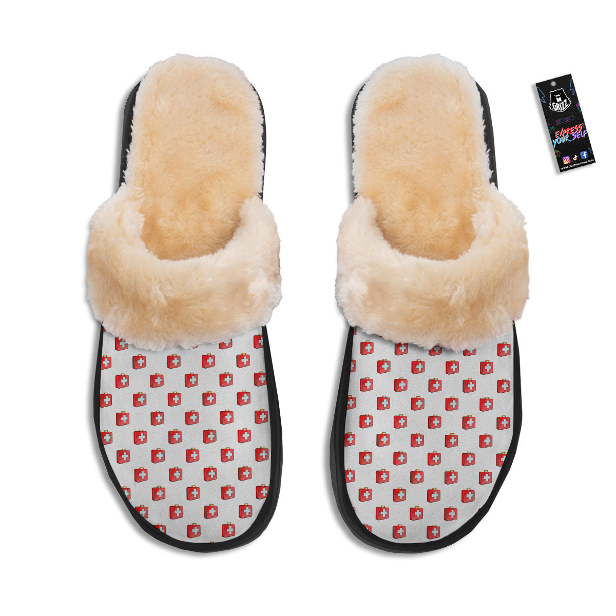 First Kit Aid Paramedic Print Pattern Slippers-grizzshop