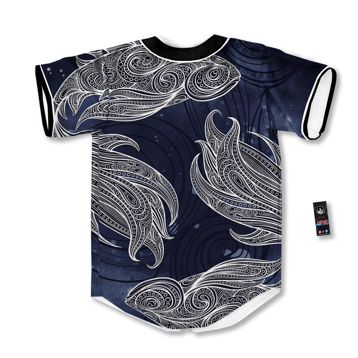 Fish Bohemian Spiritual Print Baseball Jersey-grizzshop
