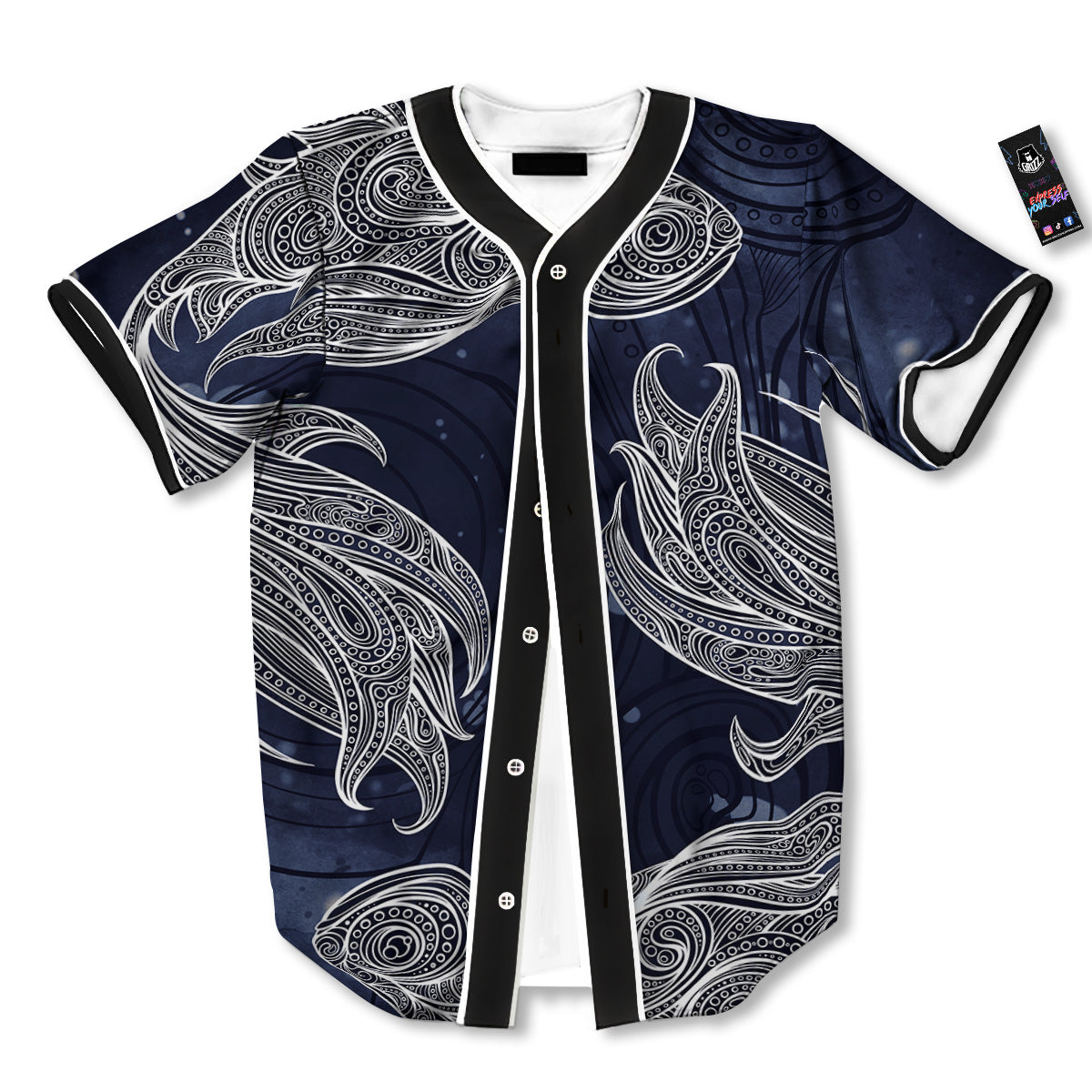 Fish Bohemian Spiritual Print Baseball Jersey-grizzshop