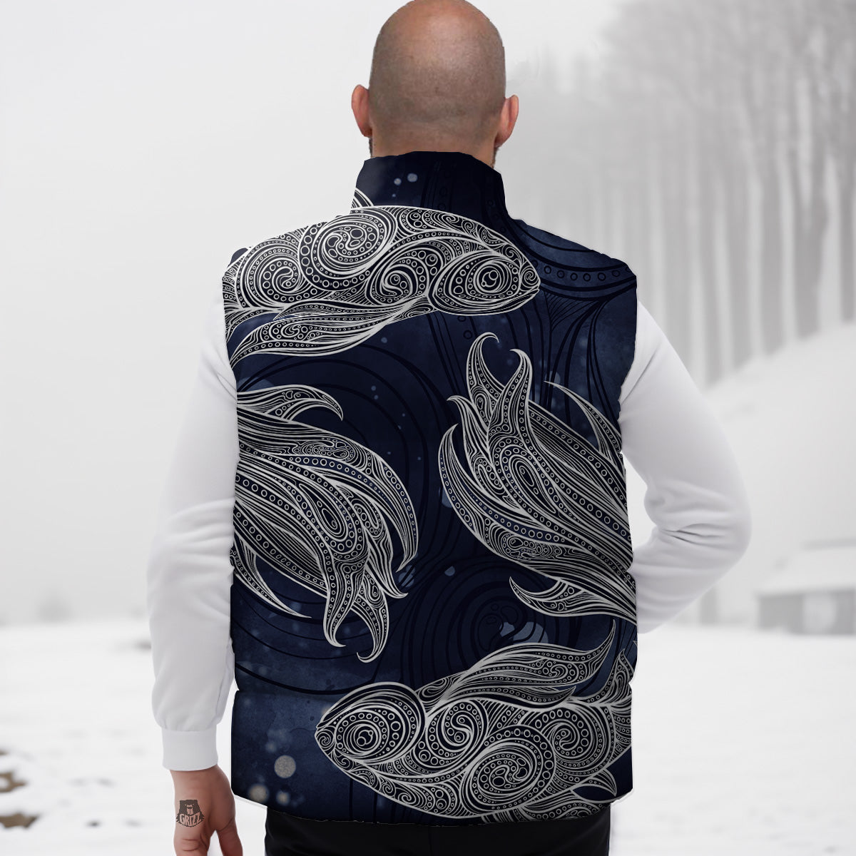 Fish Bohemian Spiritual Print Down Vest