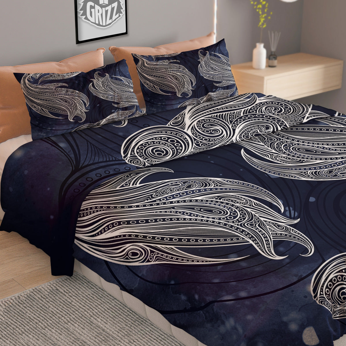 Flower Frangipani Print Duvet Cover Bedding Set