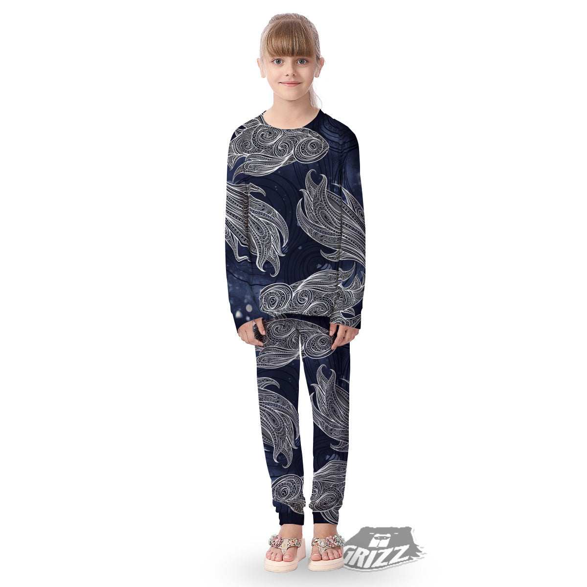 Fish Bohemian Spiritual Print Kid's Pajamas-grizzshop