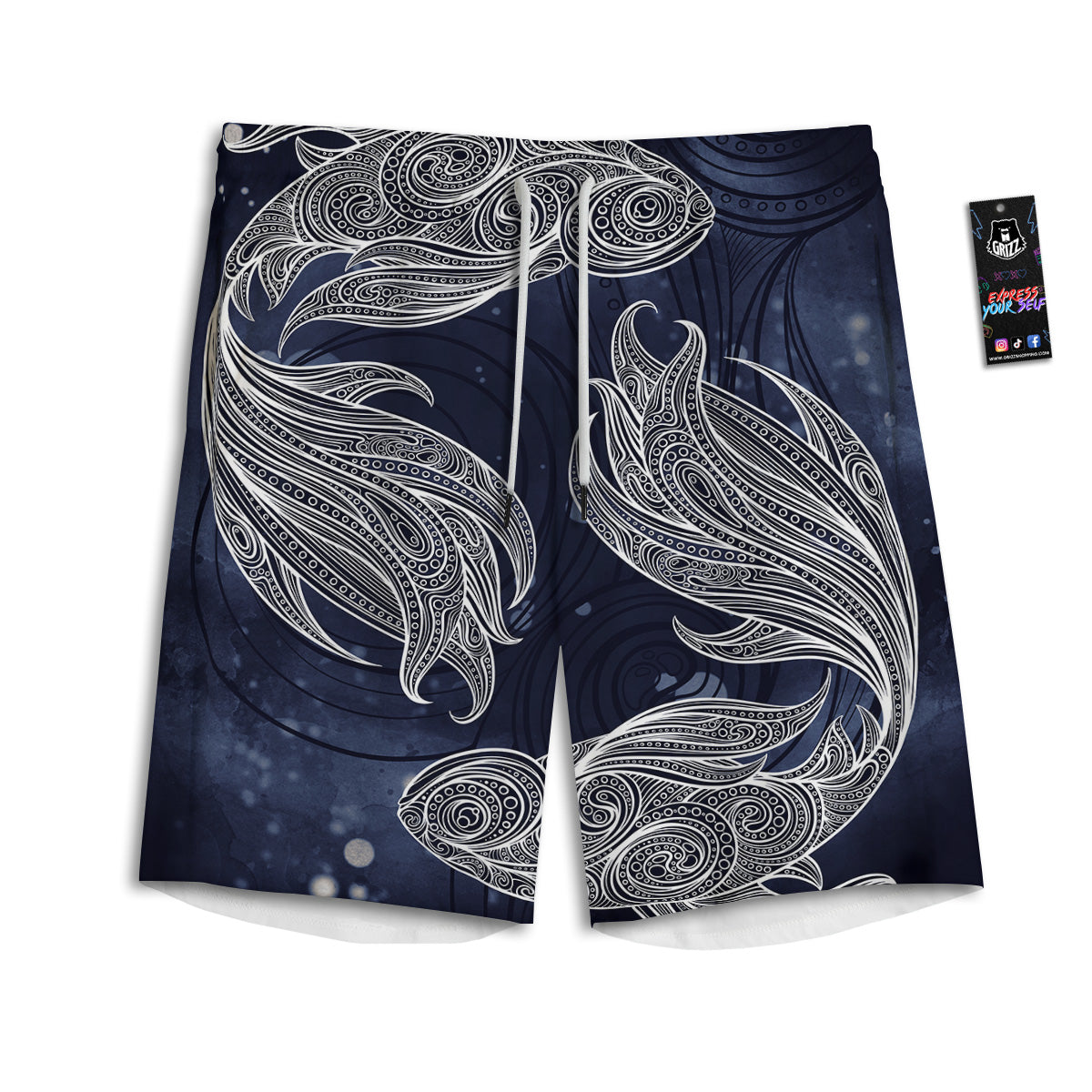 Fish Bohemian Spiritual Print Men's Athletic Shorts