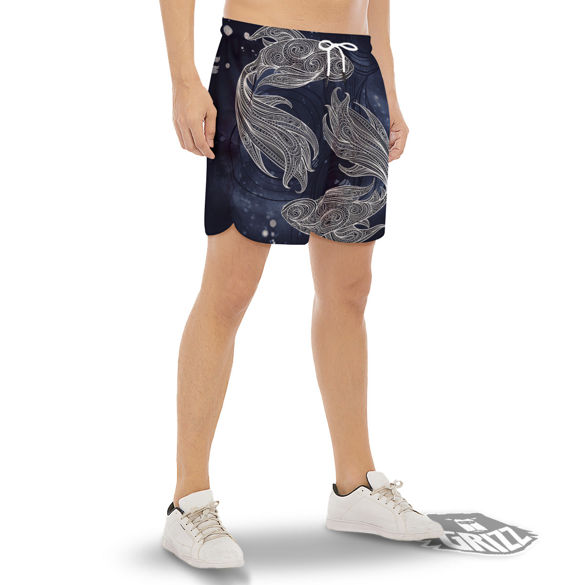 Fish Bohemian Spiritual Print Men's Gym Shorts-grizzshop