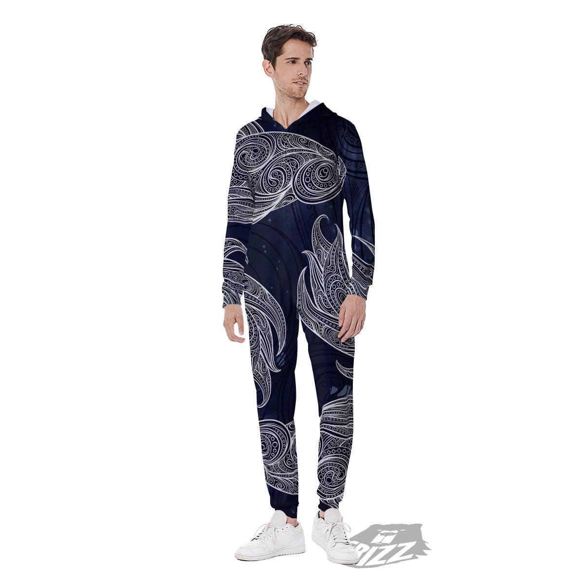 Fish Bohemian Spiritual Print Men's Jumpsuit-grizzshop