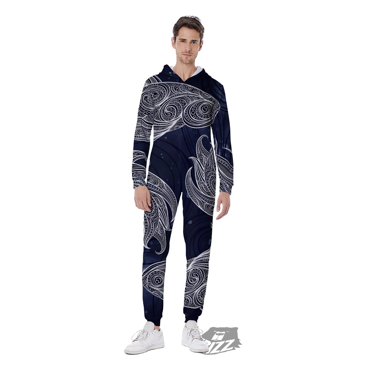 Fish Bohemian Spiritual Print Men's Jumpsuit-grizzshop