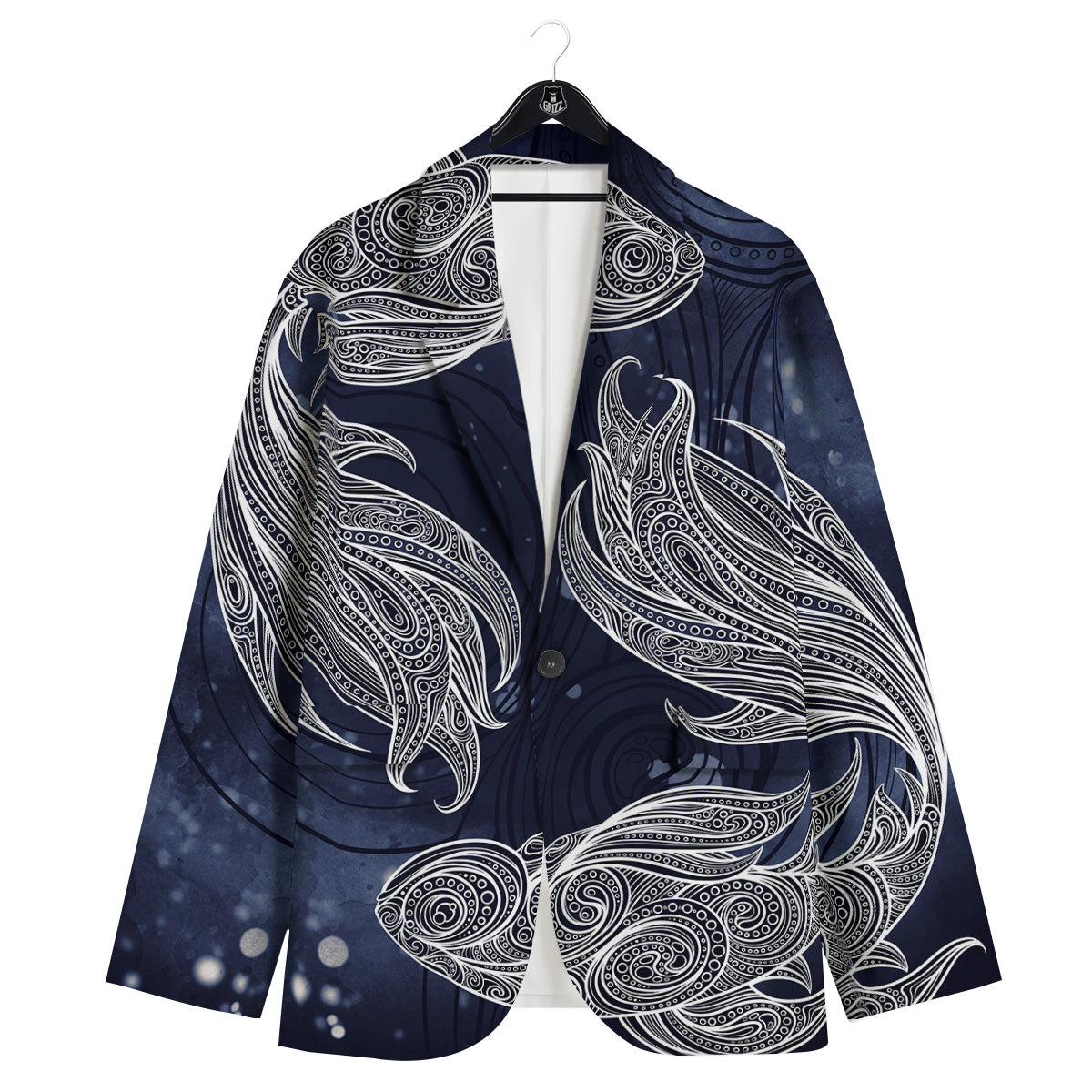 Fish Bohemian Spiritual Print Men's Sport Coat-grizzshop