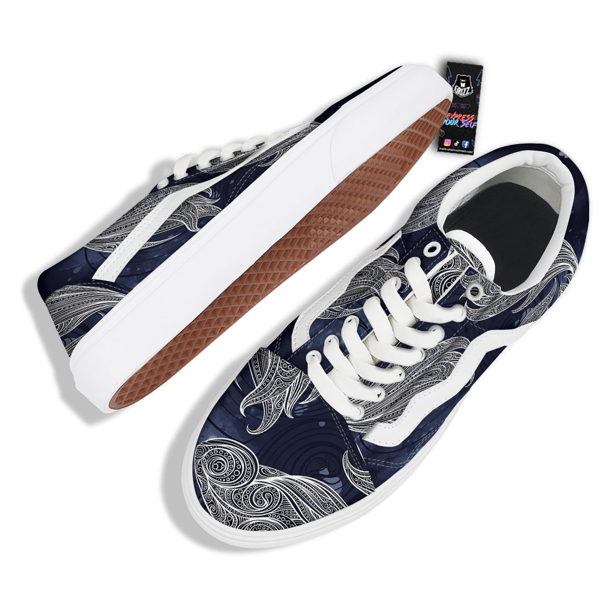 Fish Bohemian Spiritual Print Skate Shoes-grizzshop