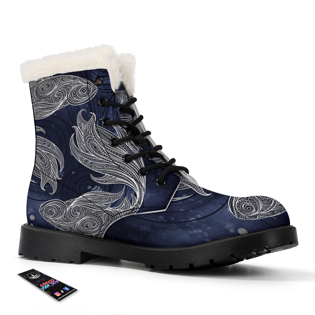 Fish Bohemian Spiritual Print Winter Boots-grizzshop