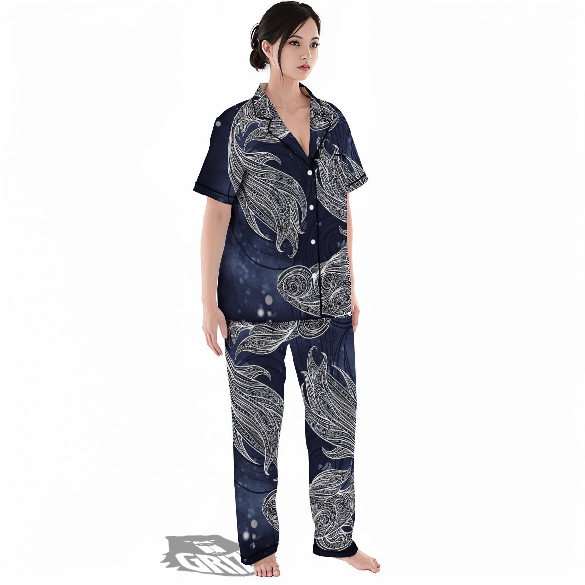 Fish Bohemian Spiritual Print Women's Pajamas Set-grizzshop