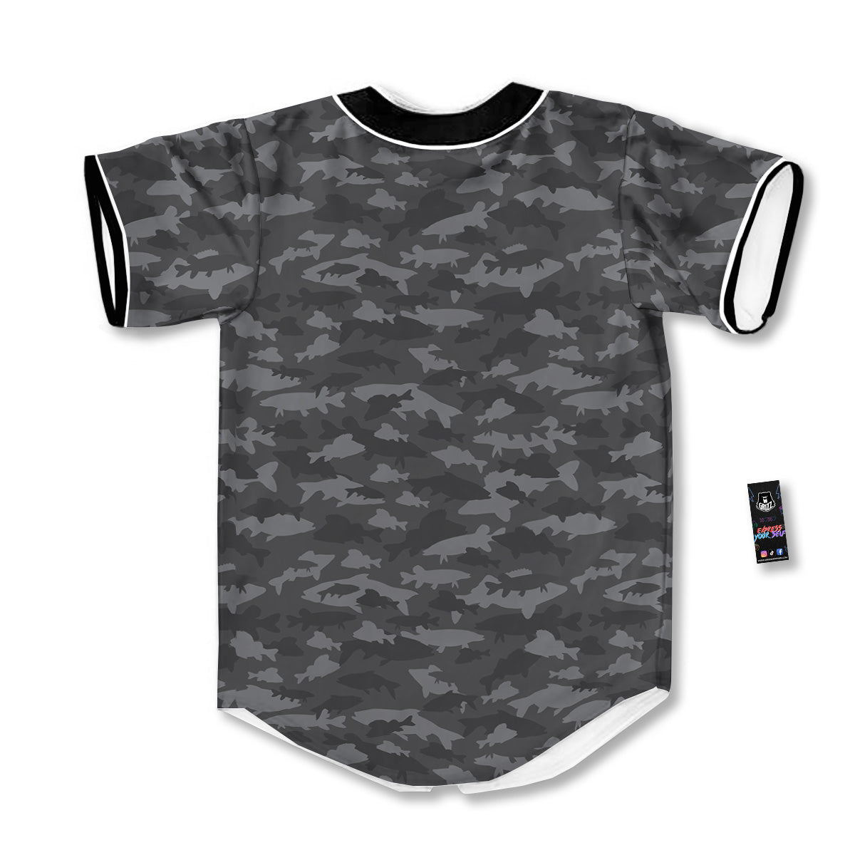 Fish Camouflage Grey Print Pattern Baseball Jersey-grizzshop