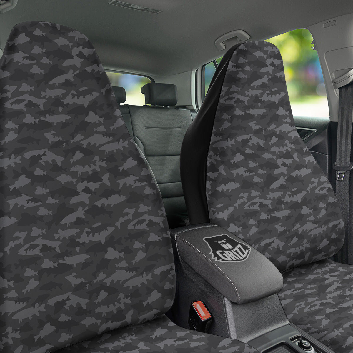 Fish Camouflage Grey Print Pattern Car Seat Covers-grizzshop