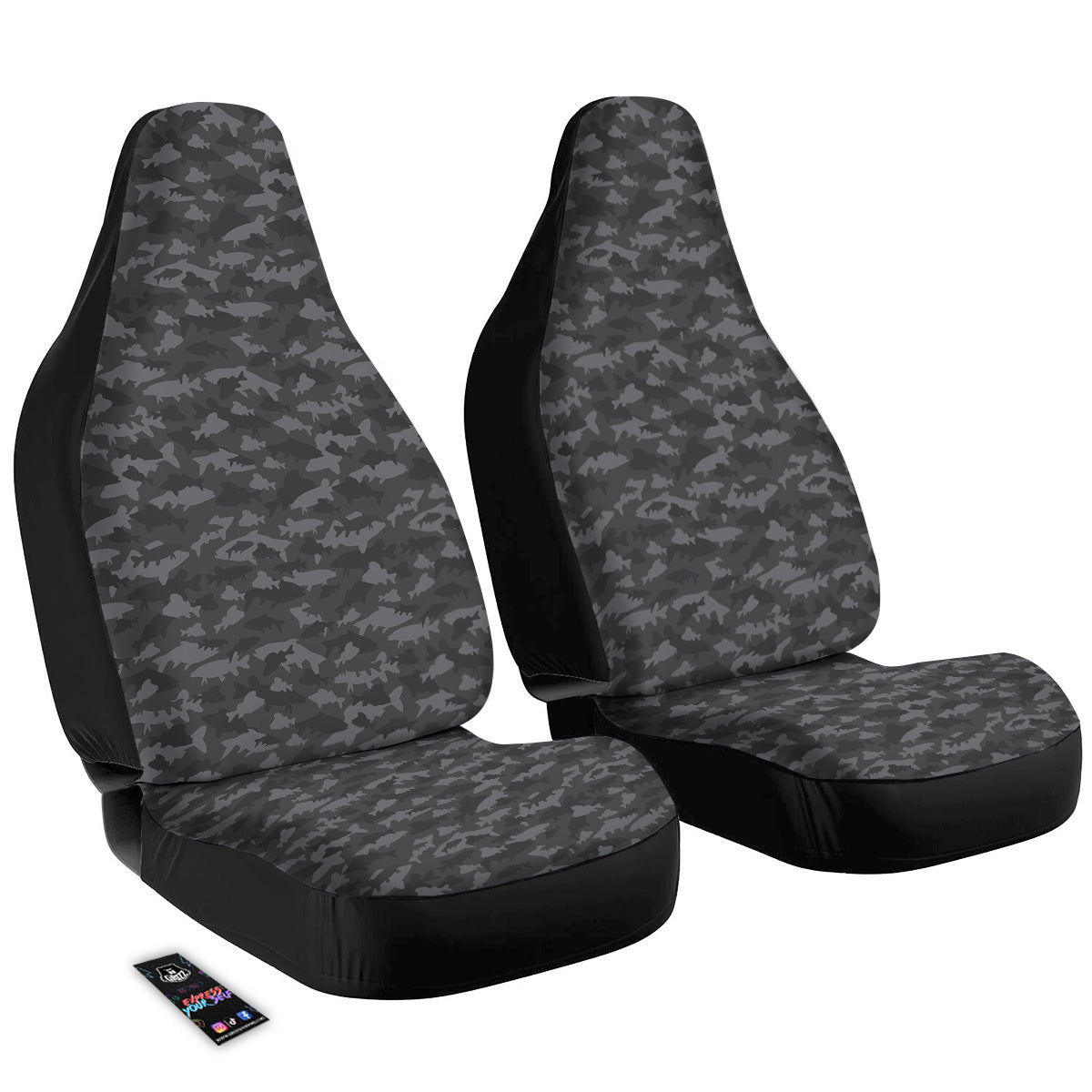 Fish Camouflage Grey Print Pattern Car Seat Covers-grizzshop