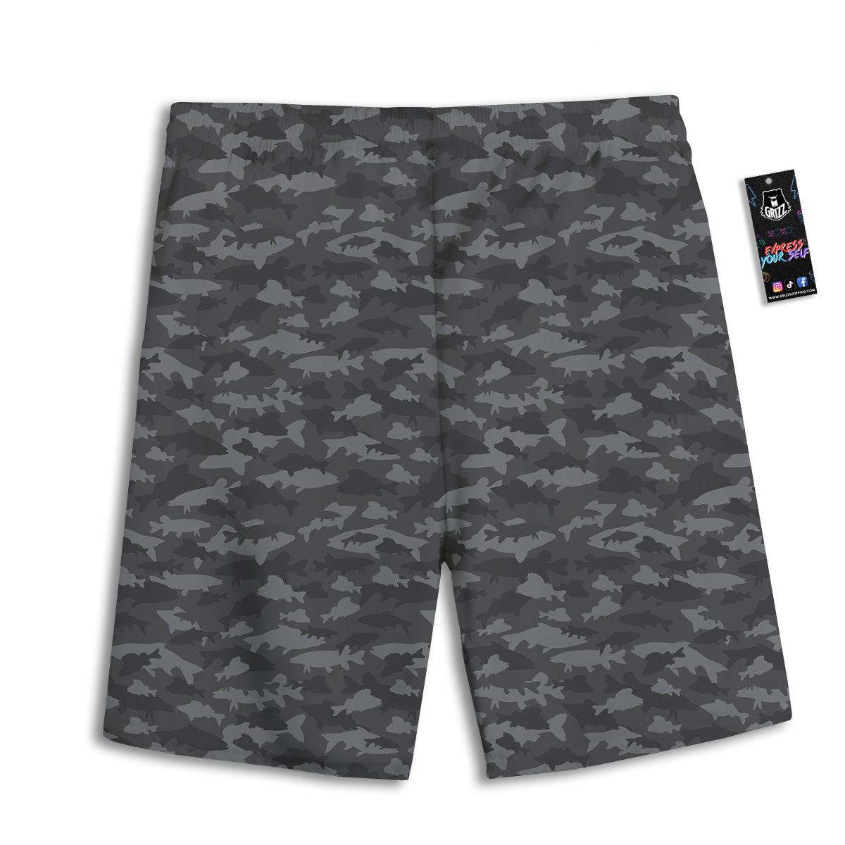 Fish Camouflage Grey Print Pattern Men's Athletic Shorts