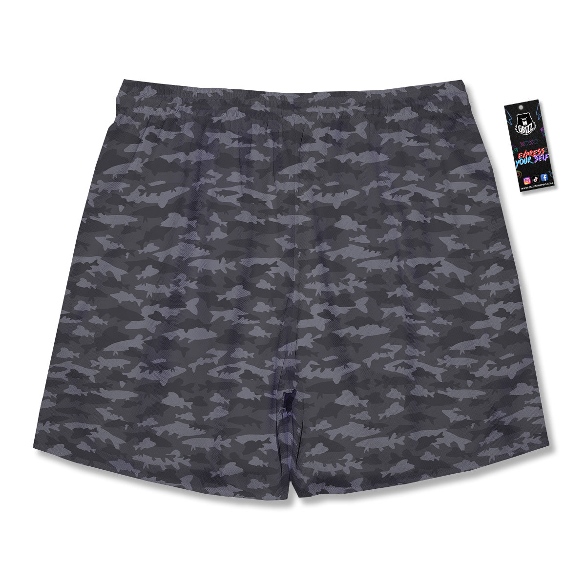 Fish Camouflage Grey Print Pattern Men's Running Shorts-grizzshop