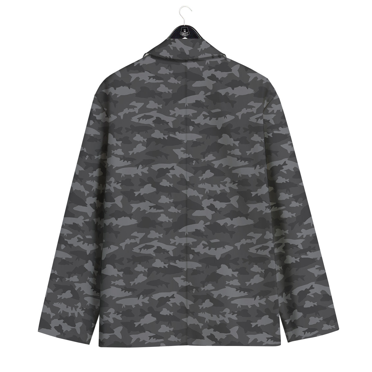 Fish Camouflage Grey Print Pattern Men's Sport Coat-grizzshop