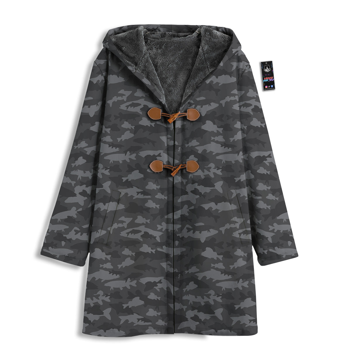 Fish Camouflage Grey Print Pattern Men's Windbreaker Jacket-grizzshop