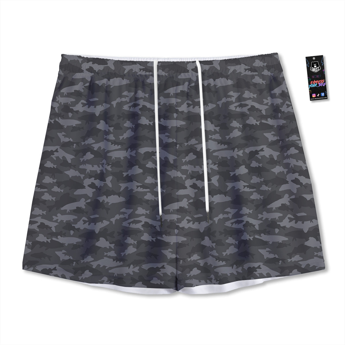 Houndstooth Deep Blue Print Pattern Mesh Shorts