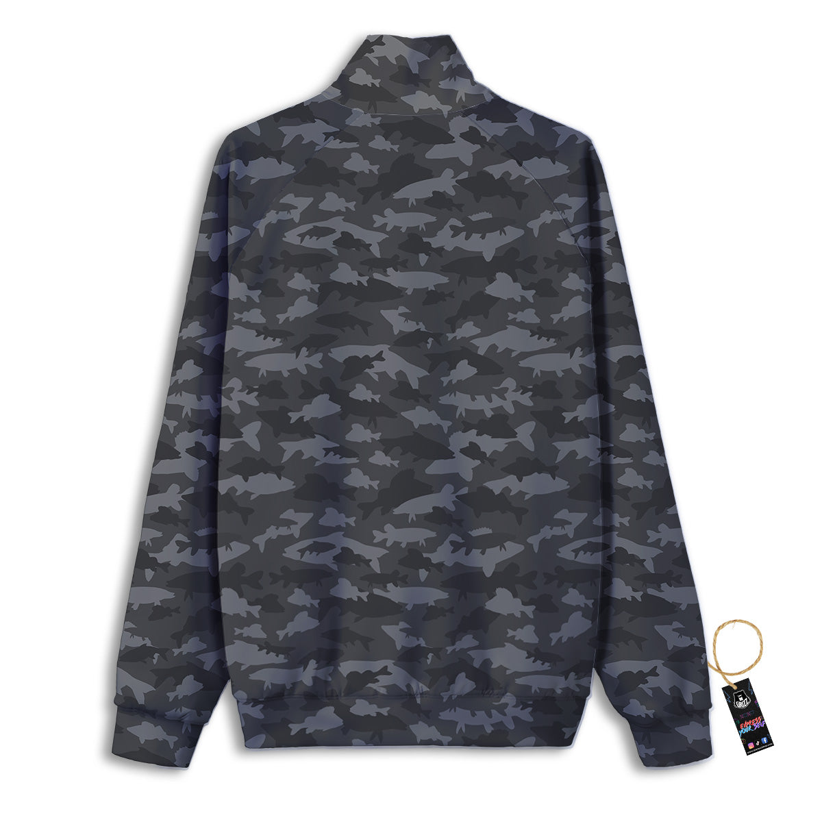 Fish Camouflage Grey Print Pattern Track Jacket-grizzshop