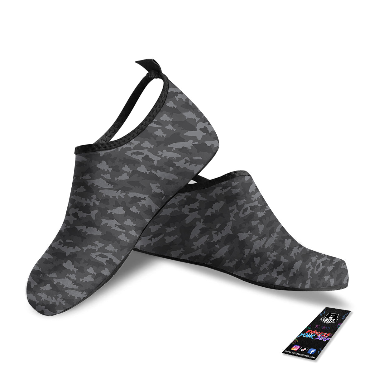Fish Camouflage Grey Print Pattern Water Shoes-grizzshop