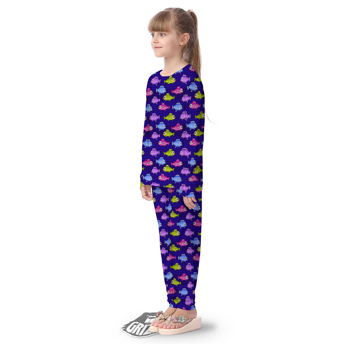 Fish Cartoon Print Pattern Kid's Pajamas-grizzshop