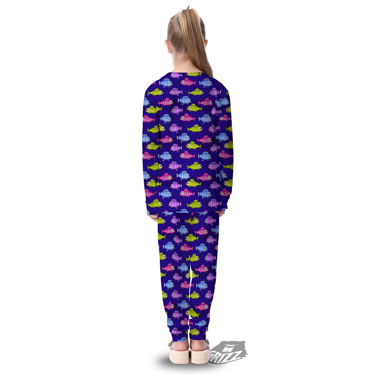 Fish Cartoon Print Pattern Kid's Pajamas-grizzshop