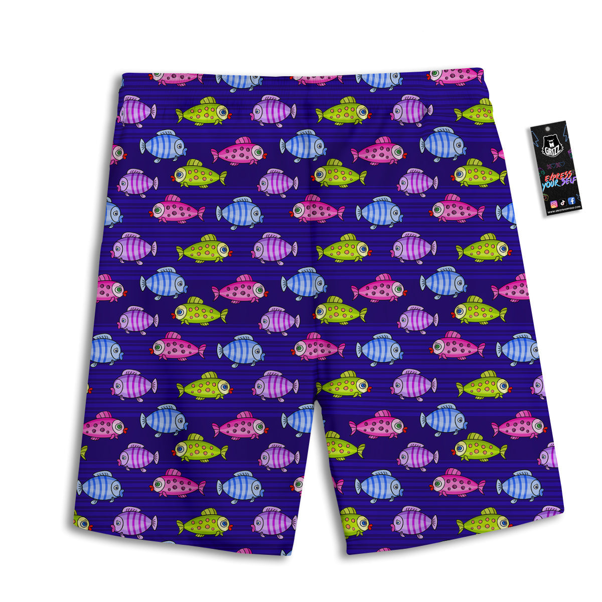 Fish Cartoon Print Pattern Men's Athletic Shorts