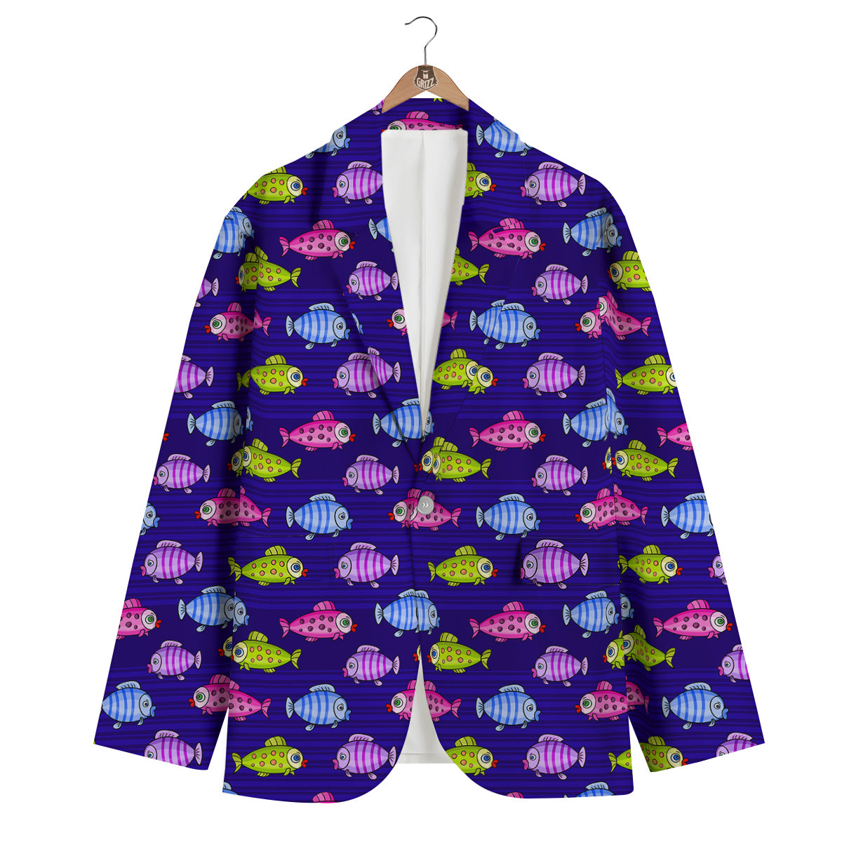 Fish Cartoon Print Pattern Men's Blazer-grizzshop