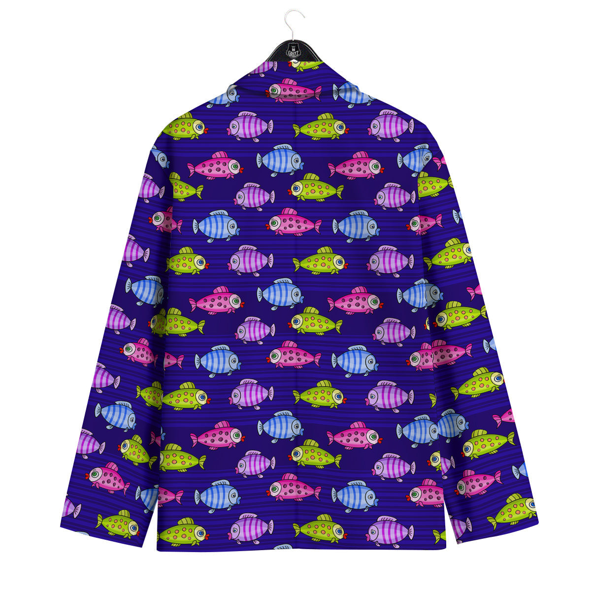 Fish Cartoon Print Pattern Men's Sport Coat-grizzshop