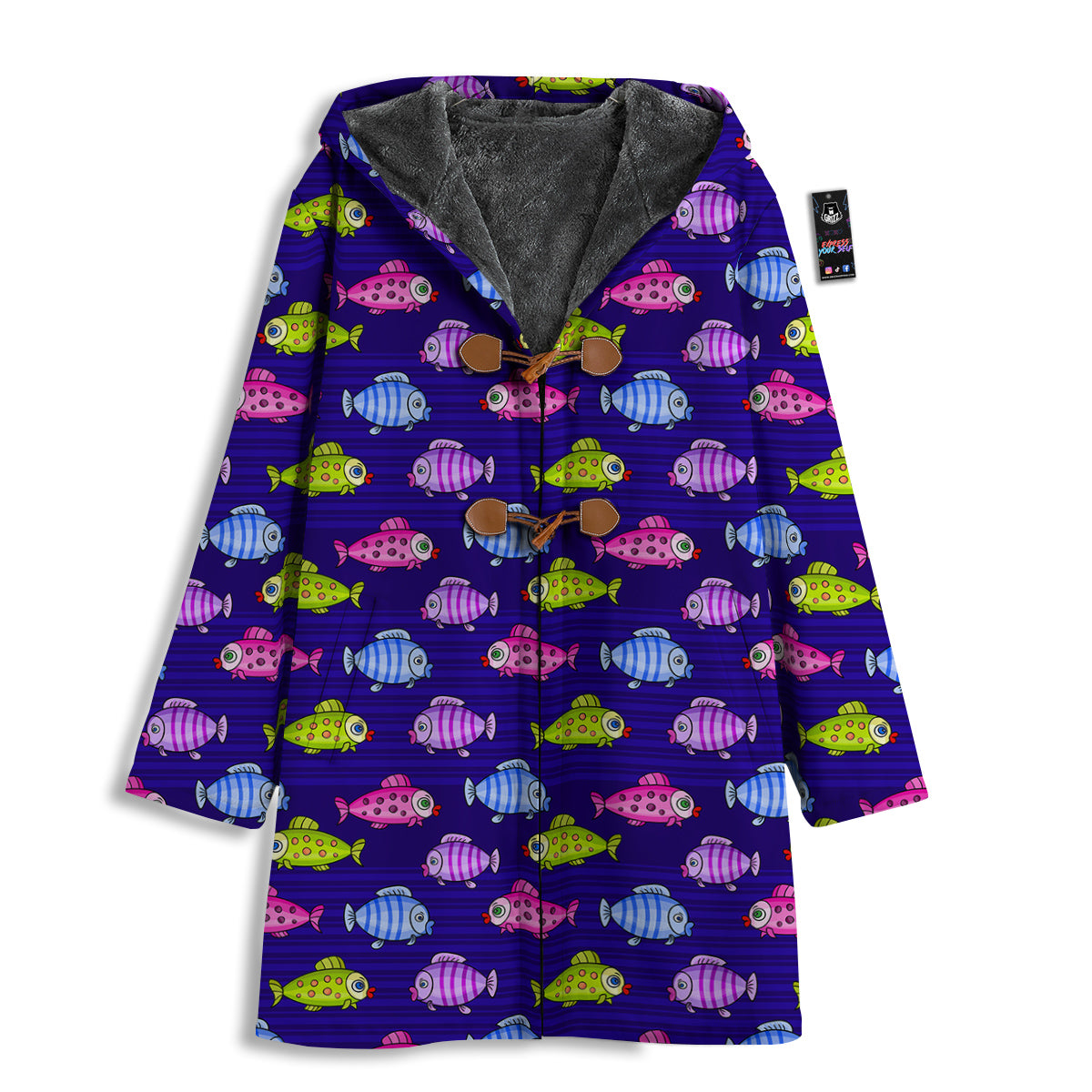 Fish Cartoon Print Pattern Men's Windbreaker Jacket-grizzshop
