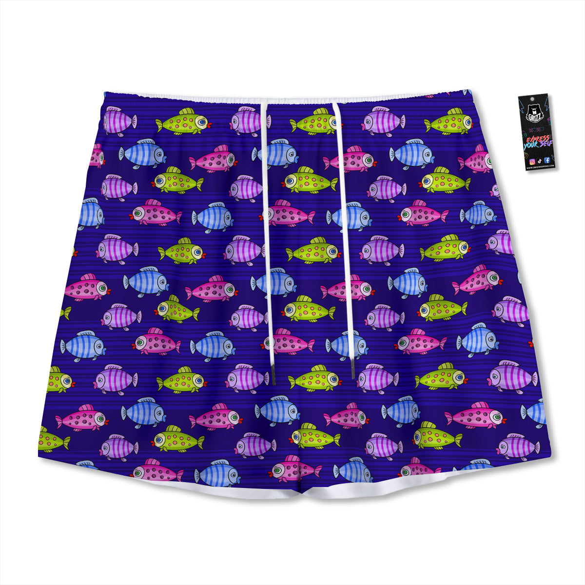 Flower Frangipani Print Pattern Mesh Shorts