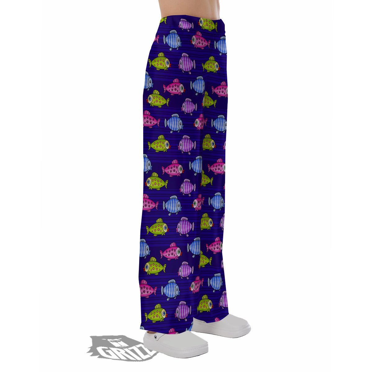 Fish Cartoon Print Pattern Pajama Pants-grizzshop