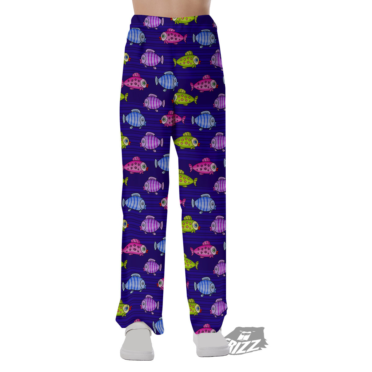 Fish Cartoon Print Pattern Pajama Pants-grizzshop