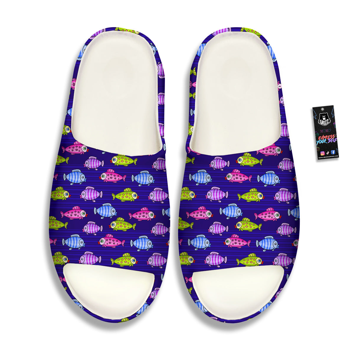 Fish Cartoon Print Pattern Sandals-grizzshop