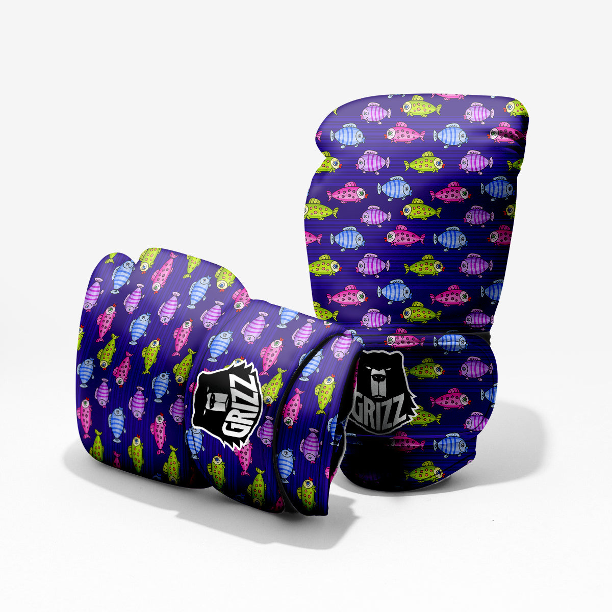 Fish Cartoon Print Pattern Pro Boxing Glove