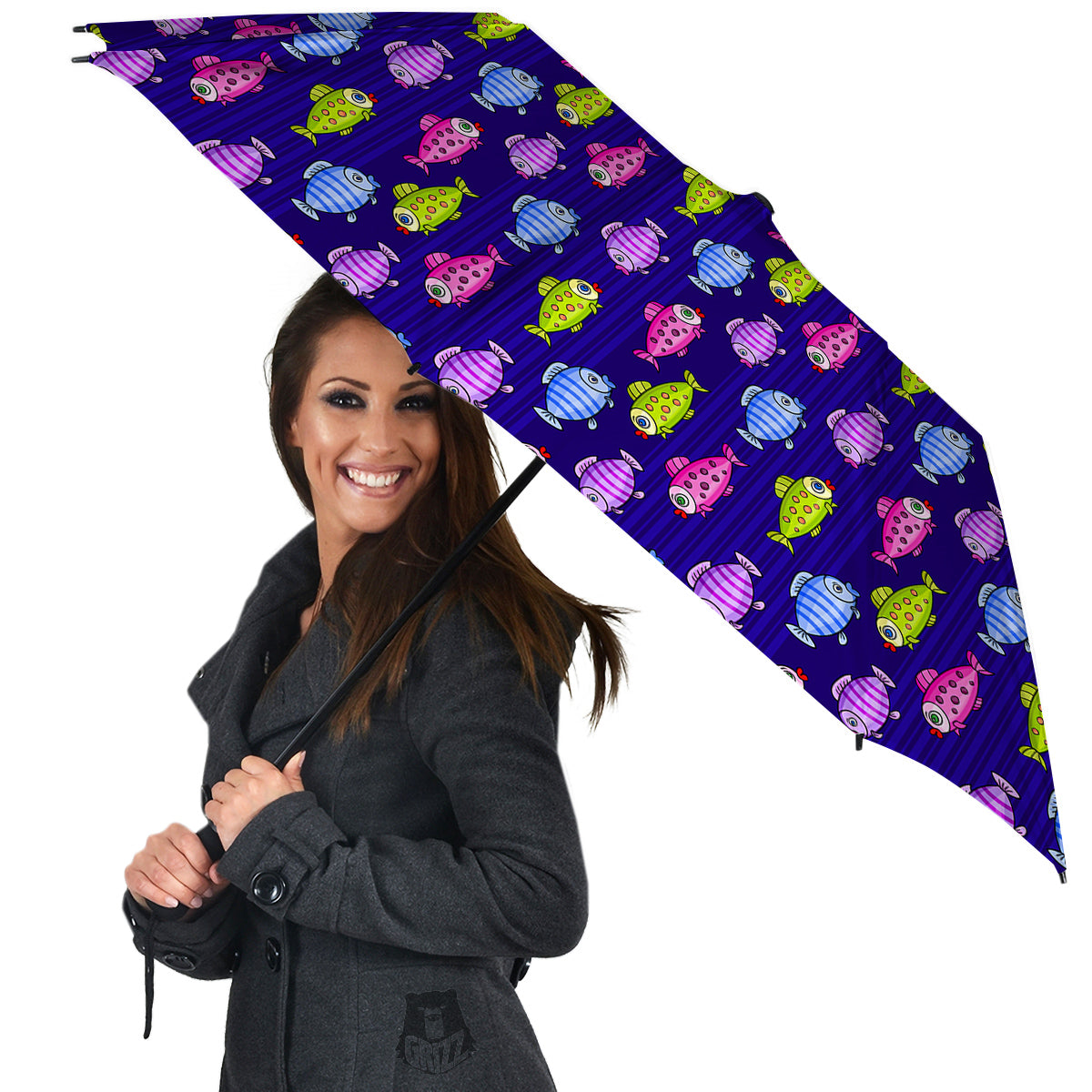 Fish Cartoon Print Pattern Umbrella-grizzshop